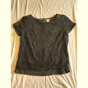 J. Crew Black Lace Blouse size 8
